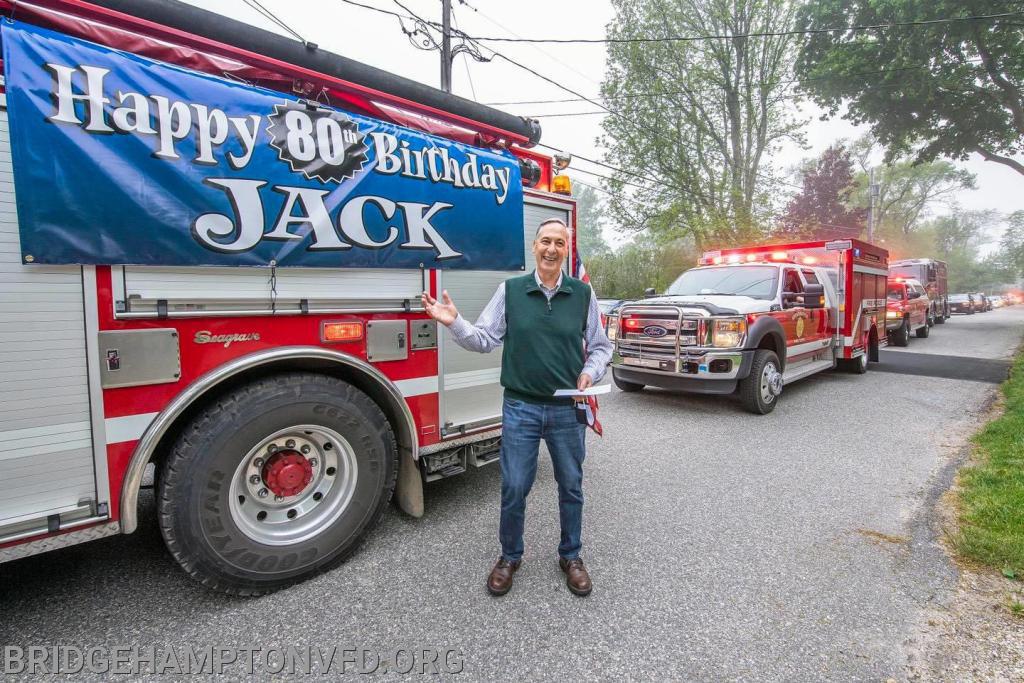 Our department treasurer, Jack Zito, turned 80 on Friday, May 29th and we couldn’t let the day go by without celebrating him. Fire and EMS personnel pulled off a surprise birthday drive by ..